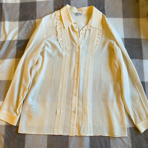 Miu Miu Tops - Miu Miu Silk Cream Blouse Size 40